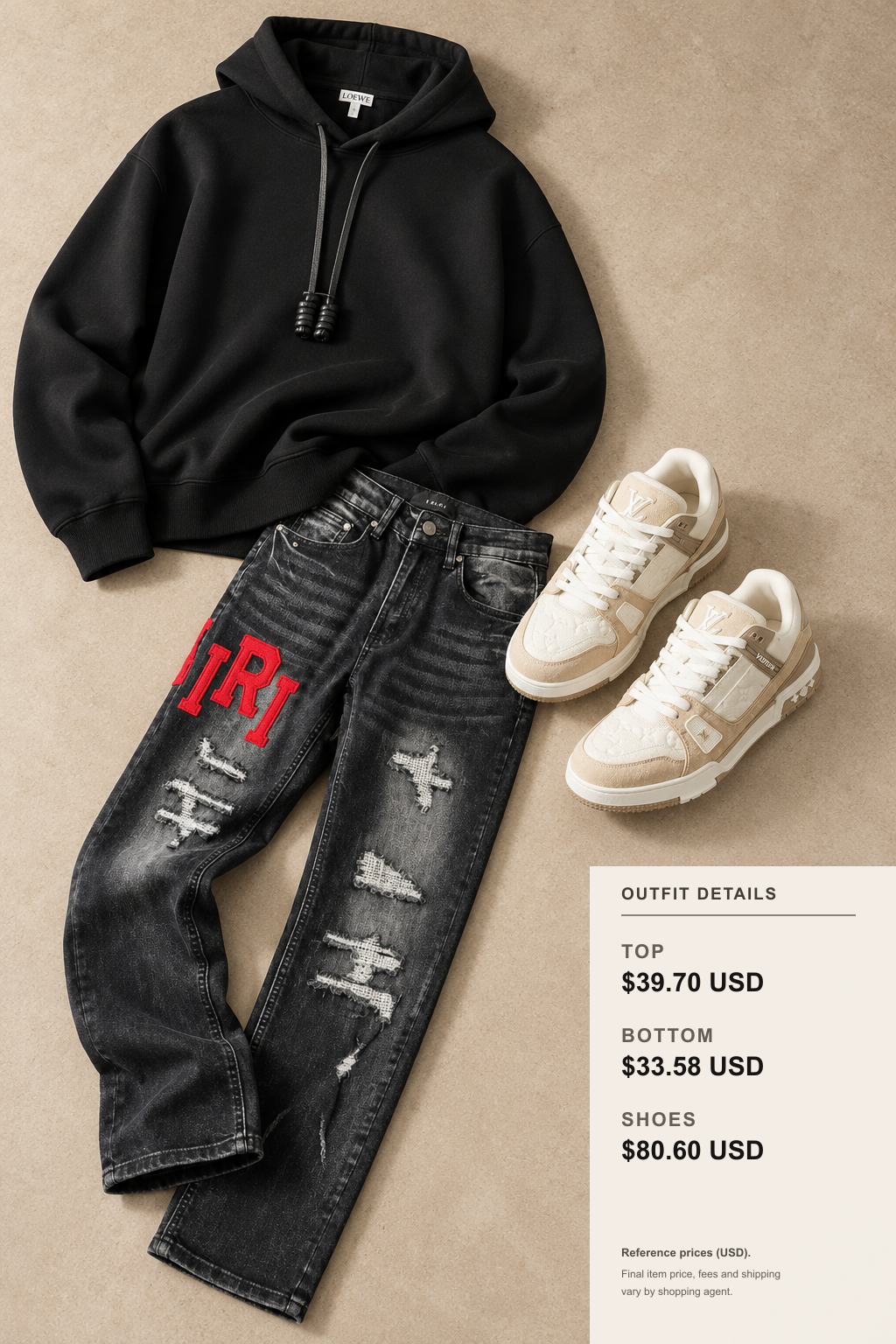 Givenchy Hoodie: Three Fall-Winter Looks outfit 2 editorial flat lay for fashionreps