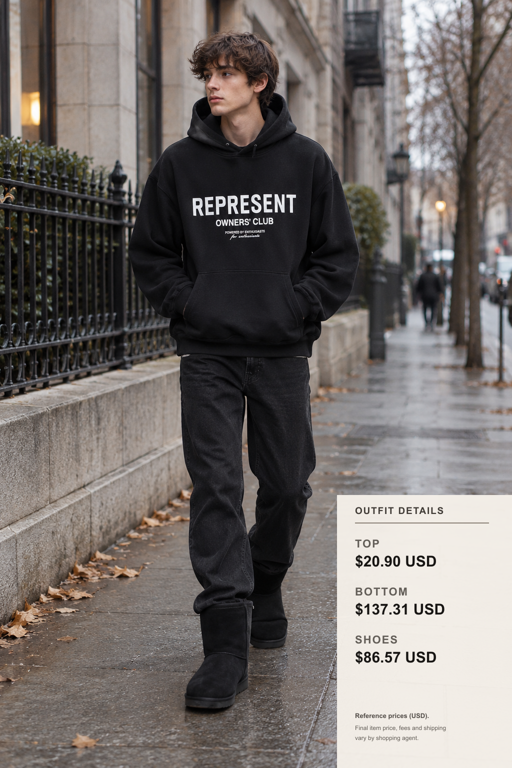 represent Hoodie Layering: 3 Fall-Winter Looks outfit 1 full-body street style for kakobuy