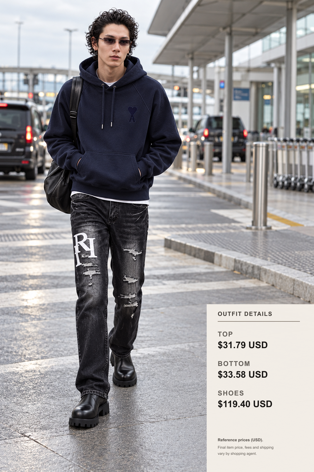 ami paris Knitwear for Airport Layering outfit 1 full-body street style for fashionreps