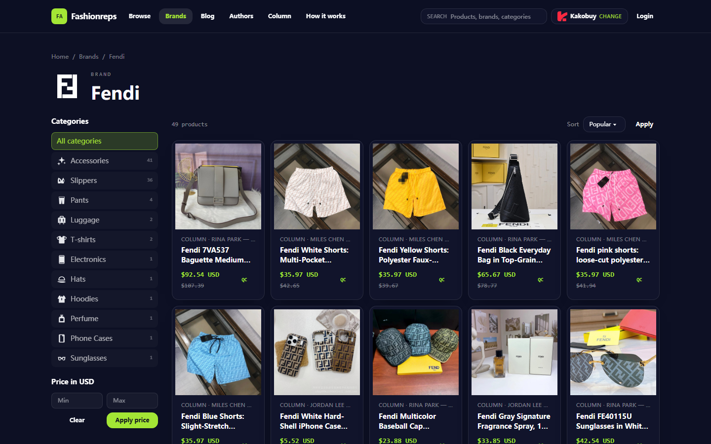 Fendi Accessories: Verify Variants and Update Time