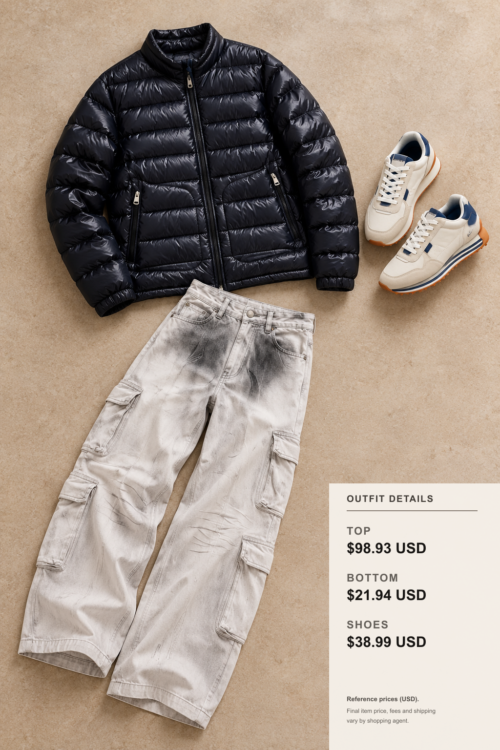 off white Winter Jacket: 3 Layered Looks outfit 2 editorial flat lay for fashionreps