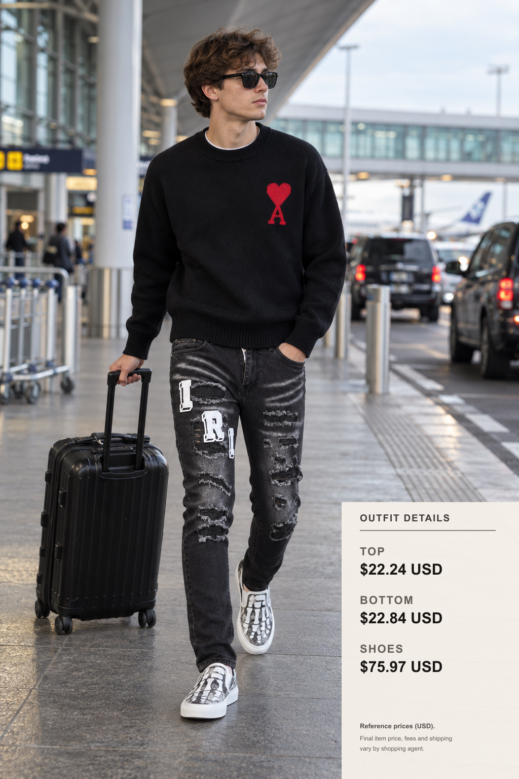 ami paris Knitwear for Airport Layering outfit 2 full-body street style for fashionreps