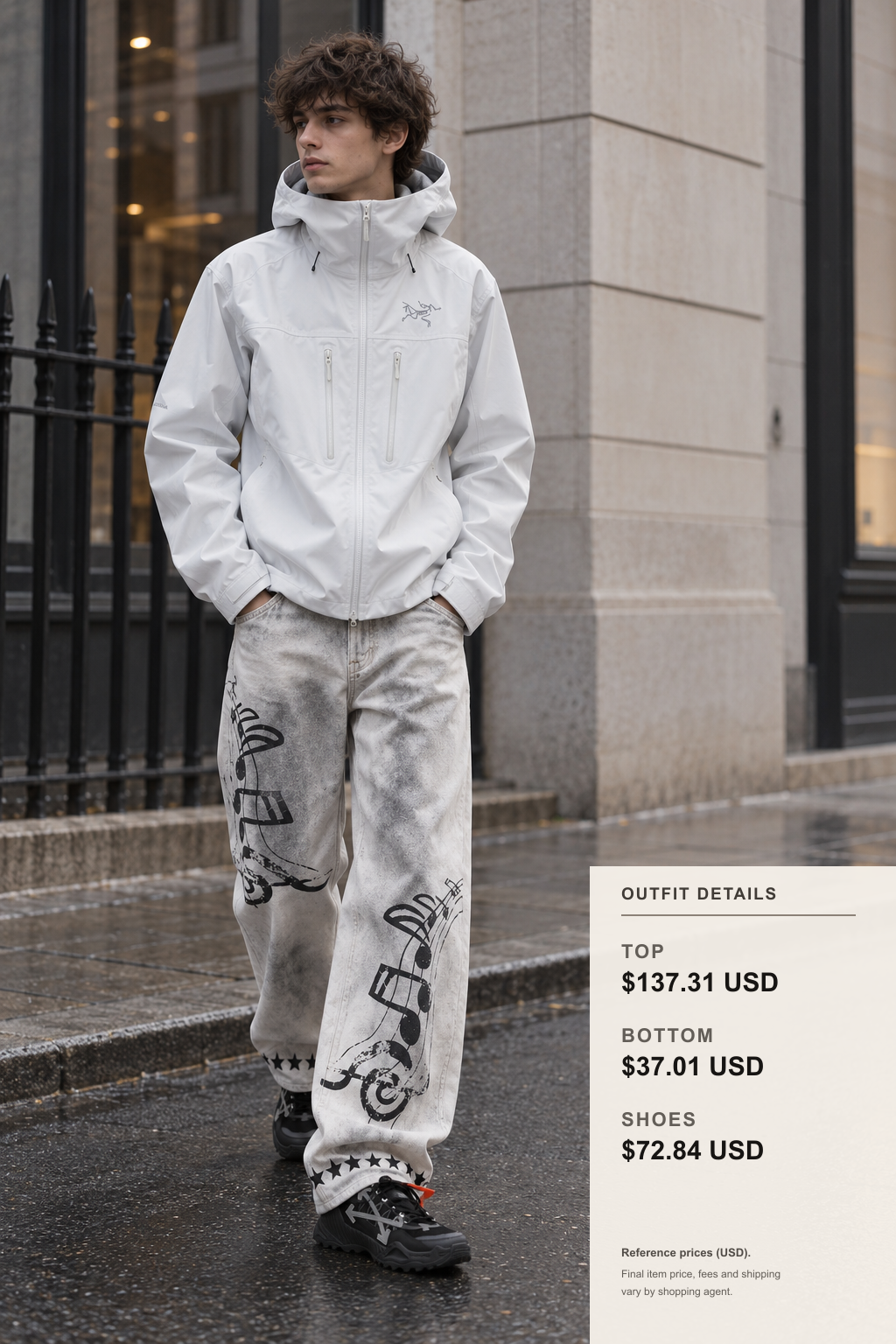 off white Winter Jacket: 3 Layered Looks outfit 1 full-body street style for fashionreps