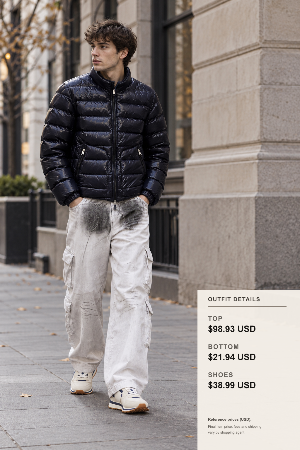 off white Winter Jacket: 3 Layered Looks outfit 2 full-body street style for fashionreps